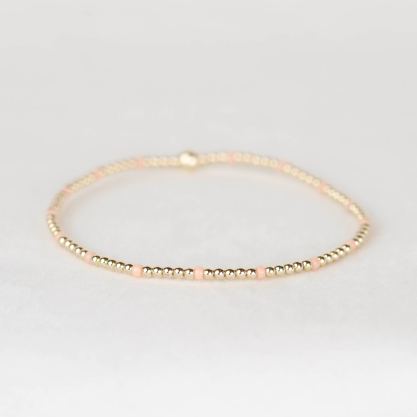Peach Chloe seed bead and 14k gold filled or sterling silver beaded stretch bracelet 