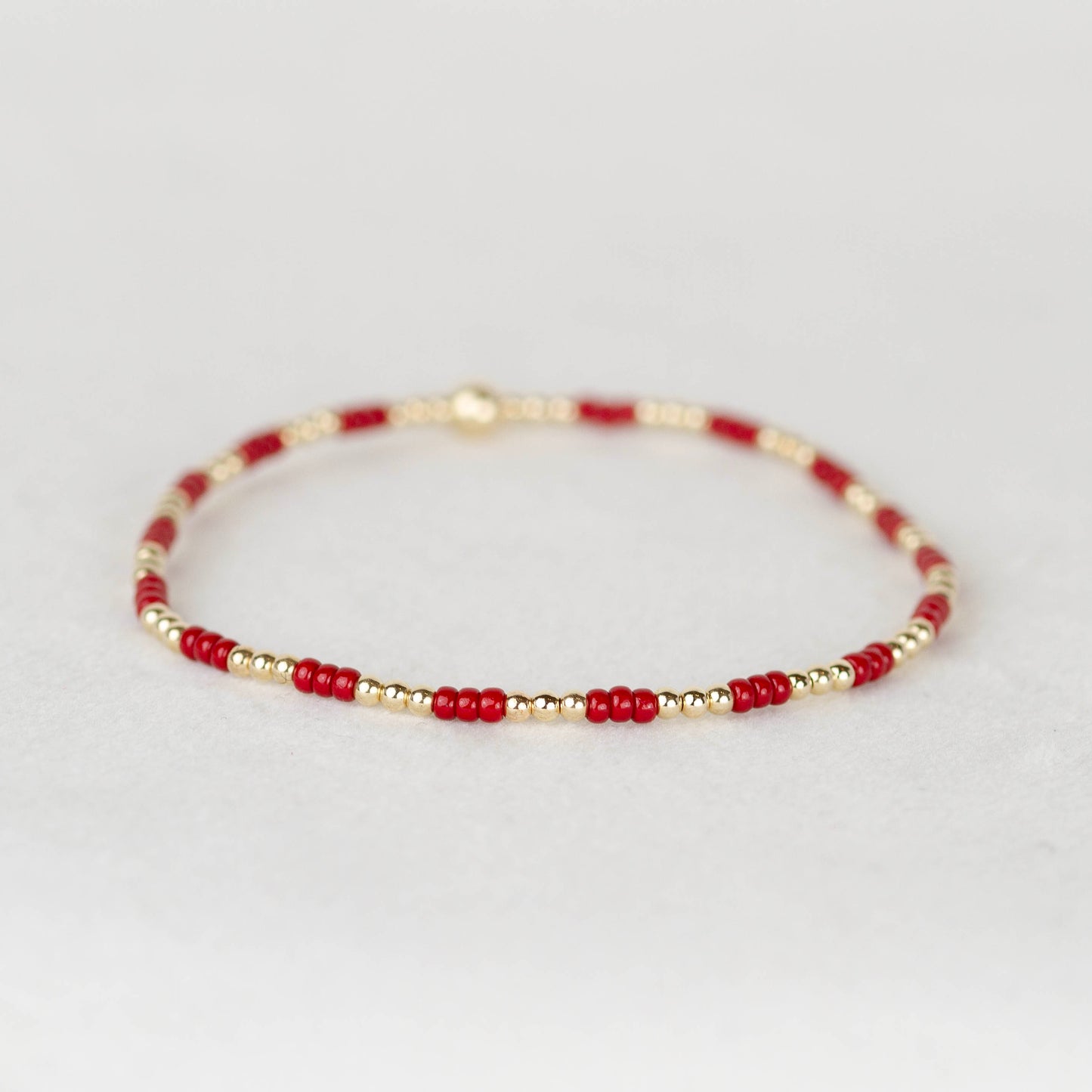Dark red wine burgundy maroon Madi seed bead bracelet with 14k gold filled or sterling silver beaded stretch bracelet